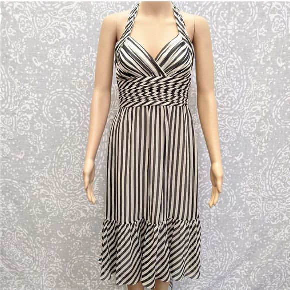 BCBGMaxAzria Striped Halter Midi Dress Size 4 - Picture 3 of 5